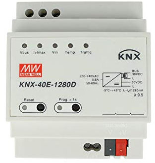 MeanWell KNX-40E-1280D - Fuente de alimentación KNX con función de diagnóstico (30 V, 1280 mA, 38,4 W)