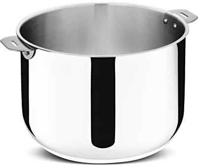 Lagostina Salvaspazio Pentola Acciaio Inox 18/10 Ø 24 cm, Pentola Induzione, Gas e Forno fino a 250 °C, Impilabile e Facile da Riporre, Fondo Lagotherm 3 Strati, Maniglie con Supporti Rivettati