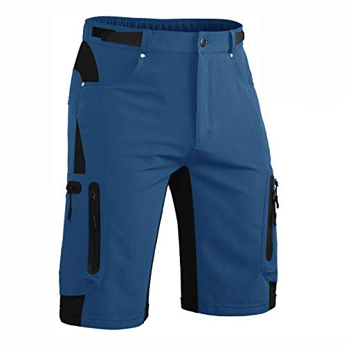 Hiauspor Kurze Hosen Herren, Leichte Wanderhose Atmungsaktiv Schnelltrocknen Cargo Bermuda Shorts Elastische Radlerhose MTB Fahrradhose Outdoorhose Sport Radhose Sommer mit 6 Taschen (Indigo, M)