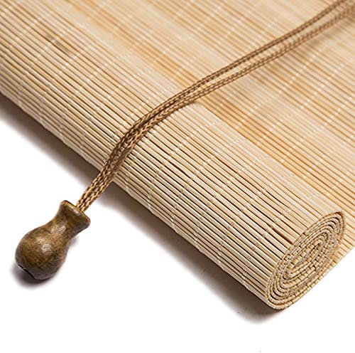 Natürliche Raffrollo Lichtfilter Rollläden,Trennwand Sichtschutz Bambusrollo,Fenstervorhänge Beschattung 60%,Verdunkelungsrollo für Teehaus,Restaurant,Wintergarten,Büro (80x80cm/32x32in)