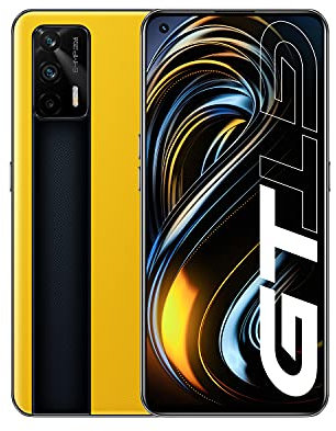 realme GT Smartphone Libre, Procesador Qualcomm Snapdragon 888 5G, Pantalla Super AMOLED a 120Hz, Triple cámara Sony de 64MP, Dual Sim, NFC, 12+256GB, Amarillo (Yellow Racing)