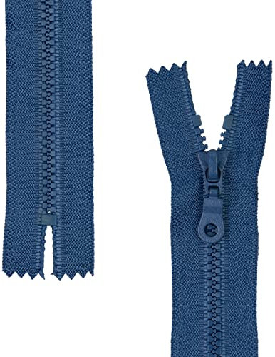Nicht teilbarer Reißverschluss, 2 Stück, 30 cm Schienenlänge, in Dunkelblau, #3 RV Größe, 4,5 mm Schienenbreite, 30 mm Bandbreite, Ersatz Reissverschluss Kunststoff, Kunststoffreissverschluss # 3