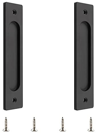 MOROBOR Rectangular Empotrada Puerta Corredera Tira, 2pcs Negro Mate Flush Pull Aleación de Aluminio Closet Puerta Dedo Tira con tornillos de montaje para puertas correderas Barn Door
