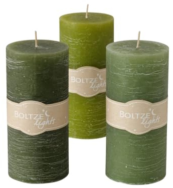 BOLTZE Basic Stumpenkerze Sortiert grün 15cm (1 Stück)