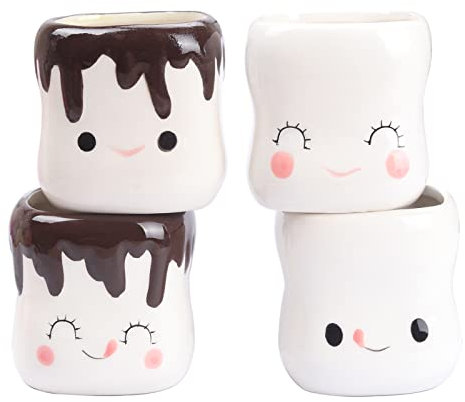 Marshmallow-Tassen, Set mit 4 niedlichen Marshmallow-Tassen für Kinder, heiße Schokolade, Kakaotassen, Geschenke für Kinder, Frauen, Weihnachten, Muttertag, niedliche Tasse, 170 ml