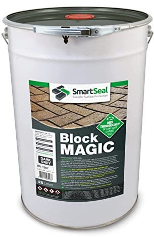 Smartseal ‘Block Magic' – A Re-Colouring Block Paving Sealer. Superior to a Concrete Paint - Transform Old Block Paved Drives or Patios - Easy to Apply 25 Litre (Dark Grey)