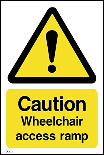 Caution Wheelchair Access Ramp Sign - 100mm x 150mm - Self Adhesive Sticker (DDA13)