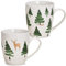 Tassen 2er Set Xmas Modern in weiß und grün - Rentier Baum Dekor Porzellan Kaffeebecher als Weihnachtstassen in 10 cm - Kaffeetassen für Weihnachten spülmaschinenfest und mikrowellengeeignet