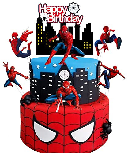 GOOGIT Kuchendekorationen und Cupcake-Topper für Geburtstagsfeiern Kinder Cartoons (6 Stück - Spider)