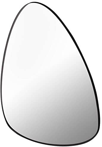 Biznest Pebble Wall Mirror Black Metal Frame Asymmetrical Wall Mounted Vanity Mirror Decorative For Living Room Bedroom Bathroom Entryway 49 X 73.5 Cm