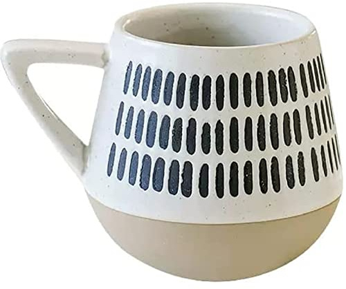 FülleMore Kaffeetasse retro handgemachte Keramik Bürotasse 400ml Kaffeebecher Trinkbecher Teetasse Porzellantasse Geschenk für Frauen, Mädchen, Freund,Oma, Ehefrau, Tochter (Streifen)