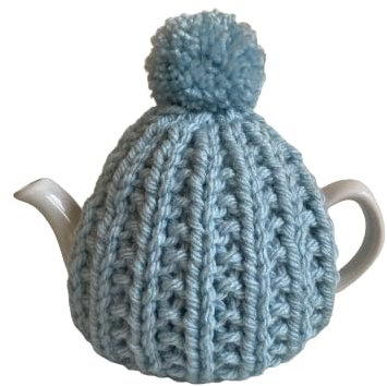Ice Blue Chunky Knit Tea Cosy, Fits 1-2 Cup Teapot