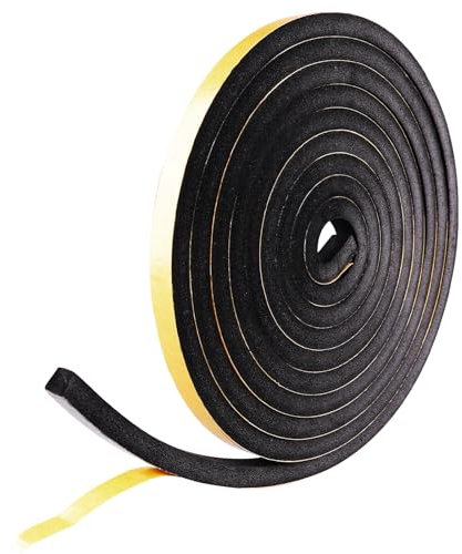 RAFIYU Cinta de sellado de 4 m, autoadhesiva, 12 mm x 10 mm, autoadhesiva, resistente al agua, cinta aislante para puertas, ventanas, goma, insonorización