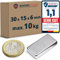 Quadermagnet Neodym Magnet-Quader Extra Stark - Haftkraft bis 800kg - Starke Blockmagnete - Rechteckige NdFeB Magnete, Stückzahl/Größe: 5 Stück - 30 x 15 x 6 mm | Haftkraft 10 kg