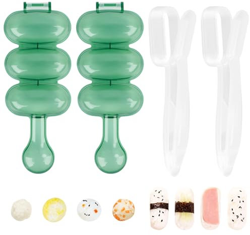 RUNEAY Moule Onigiri 4 Pièces, Moule Sushi Onigiri Kit DIY Sushi Maker Rectangulaire Rond Rice Ball Maker, Bento Sushi Onigiri Form Rice Ball Shaker, Moule à Riz Rice Roll Shaker Pour Débutant