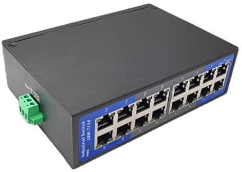IDM-7116 Switch Ethernet Industriale a 16 Porte 100M su Guida DIN 24V Non gestito funzionante a -20-70 °C