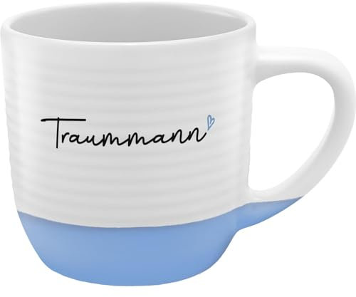 GRUSS & CO Tasse mit Rillen Traummann | Steinzeug, 40 cl, mehrfarbig | Geschenk Freund, Liebe, Valentinstag | 48991