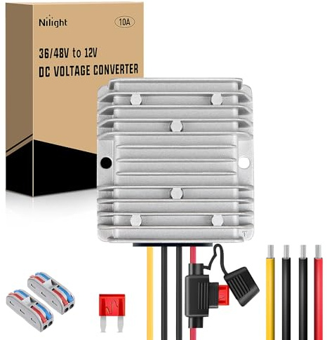 Nilight 48V 36V to 12V Voltage Converter 120W 10A Regulator Step Down to 12VDC Waterproof DC Convert Reducer Power Supply Transformer Module for Golf Cart Scooters