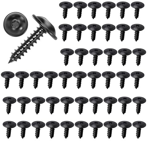 ANBOO 50 Vis Autoforeuse Métal Noir M5x16 mm - Lot de Vis Autoperçantes en Acier Inoxydable pour Garde-boue, Pare-chocs, Grilles - Résistantes et Faciles à Utiliser