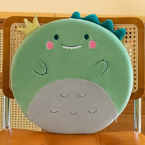 champracer Runde Stuhlkissen Kinder,Cartoon Rundes Kissen, Stuhlkissen Dickes Stuhlkissen ,40cm Memory Foam Sitzkissen Stuhl Sitzpolster mit Abnehmbarer Bezug, Cartoon Tier Sitzauflage (Dinosaurier)