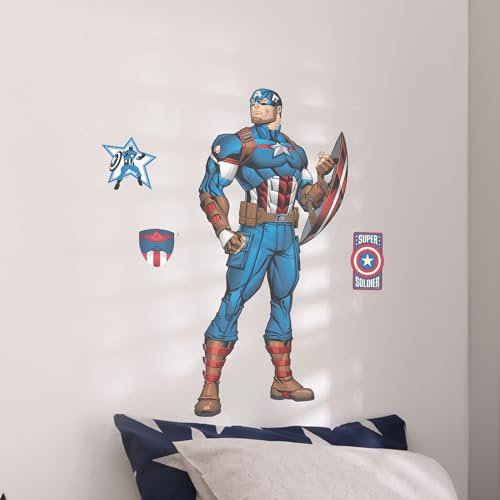 Wall Palz Marvel Captain America Sticker mural en vinyle pour chambre à coucher Motif réalité augmentée 63,5 cm
