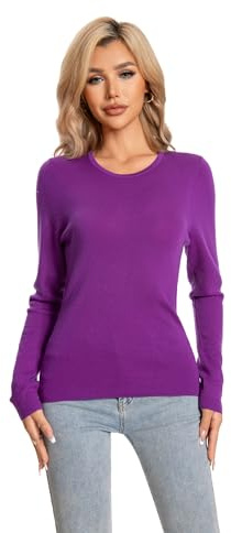 WOSICA Women's 100% Extrafine Merino Wool Long Sleeve Crew Roll Neck Jumper