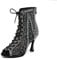 Uonpie Stivali a Rete Strass per Le Donne Scarpe da Ballo Latino con Tacco Alto Stivali,Nero,35EU