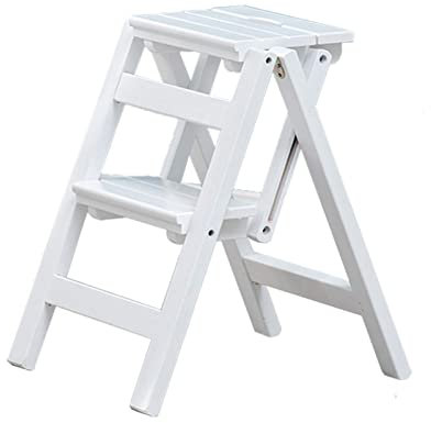 JFUNANQH Household Stages 2-Step Ladder, Stepping Pallet, Foldable Kitchen Steps with Wood-Level Slip Protection Ladder/White