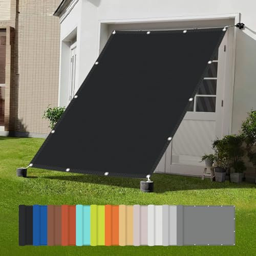 Sonnensegel rechteckig, Seitenmarkise ohne Bohren, für Gewächshaus Pflanzen Terrasse HüHnerstall Schwimmbäder, Wind- und 95% UV-Schutz, Viele Größe und Farben, Schwarz, 4.5x5m