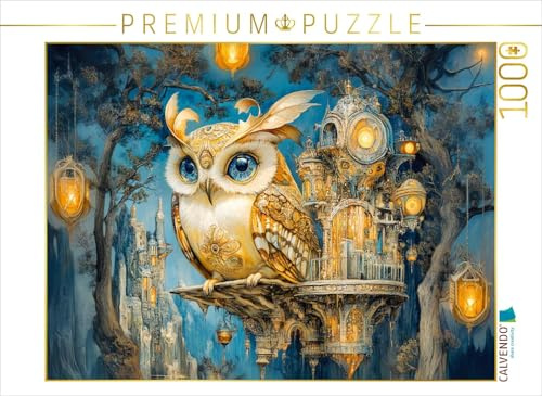 CALVENDO Puzzle Eule sitzt in Einer märchenhaften Traumwelt Steampunk | 1000 Teile Lege-Größe 64 x 48 cm Foto-Puzzle für glückliche Stunden
