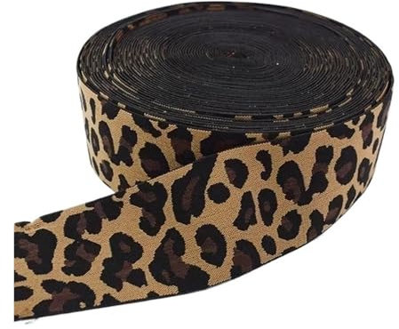 Generisch 5/10M Länge 15-50mm Jacquard Gummiband Leopardenmuster Stretchband Sport Kleidung Yoga Hosen Frühling Gürtel Nähzubehör(5METERS_15MM)