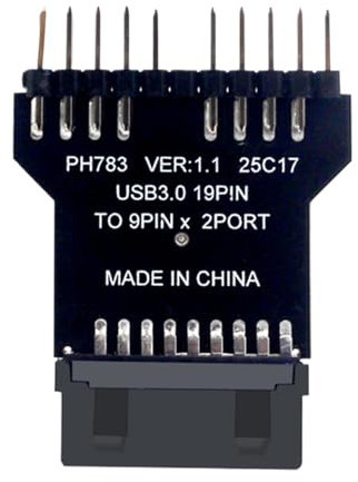 19 Pin USB 3.0 Header, USB 2.0 Port Expander, Motherboard to 9 Internal HUB Connector for Water Cooling Equipment, Fan Controller & PC Case