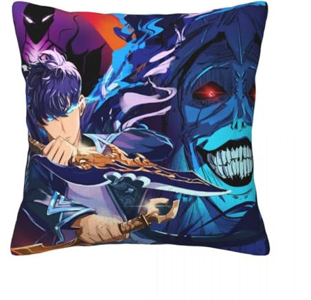 Sung Jin Woo Kopfkissenbezug Cha Hae-In Anime Druck Kissenhülle 45x45 cm – Anime Cushion Decorative Cushion for Sofa Couch, Bedroom, Living Room (ohne Kissenfüllung)