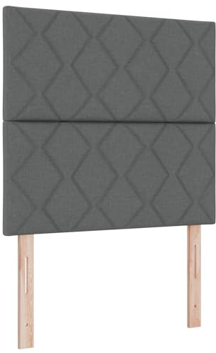 vidaXL Boxspringbett mit Matratze Dunkelgrau Stoff 100X200 cm Einfache Montage Modernes Design Nur für Innenräume Einzelrahmen Schlafzimmermöbel Polstert Kompakt Stilvoll Aufsatz