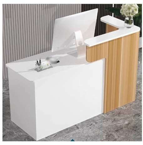 YFAURNDE Bürotheke, Rezeptionstisch,Empfangstresen,Moderne Rezeption,Bürotheke Rezeption,Verkaufstresen Mit abschließbaren Schubladen,Geeignet für Lobby, Geschäft, Büro(Walnut,Left_120CM/47.2IN)