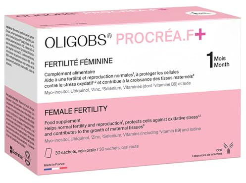 Oligobs Procréa.F+ fertilité femme | Conception, Préconception, Stress oxydatif | Myo-Inositol, Quatrefolic B9 active, Ubiquinol, Zinc, Iode, Sélénium | 30 sachets fruits rouges | Fabriqué en France