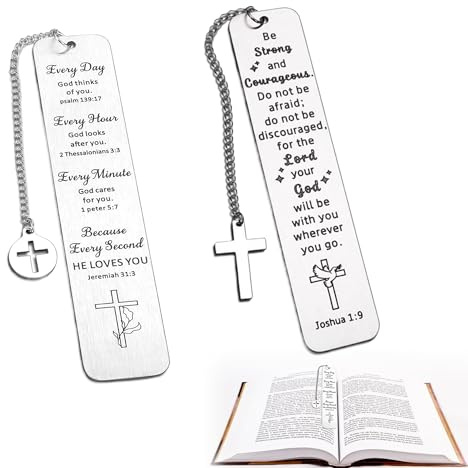 Christliche Lesezeichen mit elegantem Design, inspirierender Bibelvers, Lesezeichen, Kreuzanhänger, christliches Geschenk für Damen und Herren, zum Geburtstag, Abschluss, Kommunion, Weihnachten