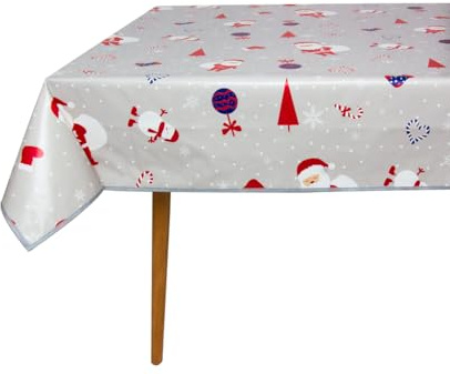 Wachstuch Tischdecke mit Kantenverstärkung - Wasserabweisend, Leicht zu Reinigen und Wetterfest - Reach Zertifiziert - 140 x 180 cm - Weihnachten