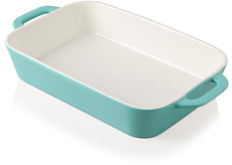 Sweejar Home Bakeware Set, 9x13 In Rectangular Baking Dish for Cooking, Kitchen, Cake Dinner, Banquet and Daily Use, Casserole Dishes for Oven Porcelain Baking Pans(Turquoise)