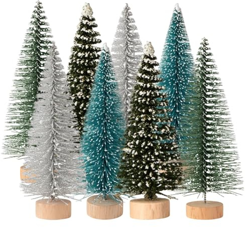 Mini Christmas Tree, Set of 8 Small Christmas Trees for DIY Crafts, Tabletop Decor, Holiday Display and Model Scenery Enhancement, 7 cm Each