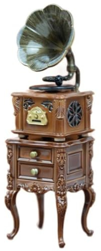 Meubles Miniatures pour Maison de poupée, Mini phonographe Vintage avec 3 chansons et Armoire, Accessoires de Maison poupée Miniatures rétro pour décoration Bureau, Cadeau fête