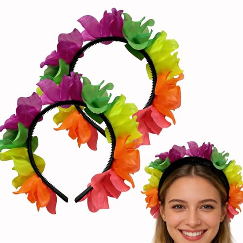 Huixplore 2 Stück Blumen Haarreif für Kinder Frauen - Kreatives Karneval Kostüm Blumenstirnband für Damen Mädchen - Fasching Haarschmuck, Kostüm Zubehör für Mottopart Karneval Party