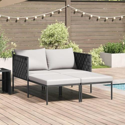 Ziaphsol Sonnenliege mit Kissen, Anthrazit, 115x153x69.5cm, Stahlrahmen, verstellbare Rückenlehne, Pool Lounge Chair Outdoor