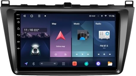 Coche de Doble DIN Radio para Mazda 6 GH 2007-2012 9 Inches Android 15 Carplay Radio Coche Bluetooth Steering Wheel Controls para, 4Core 2G+32G