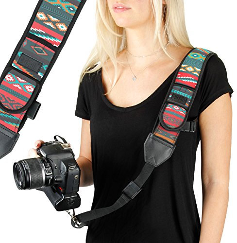 USA Gear Kamera Schultergurt mit Verstellbarem Südwest Neopren, Sicherheitsgurt, Zubehörtasche, Schnellverschluss, Kompatibel mit Canon, Nikon, Sony und Weiteren DSLR-Kameras, Spiegellosen Kameras