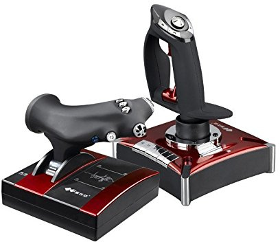 SATKIT Sistema de Control de Vuelo Doble Joystick con Doble Acelerador USB para PC | 16 Botones Programables & 2 POV HAT | Motores de Vibración | Compatible con Windows 7/8/10/11