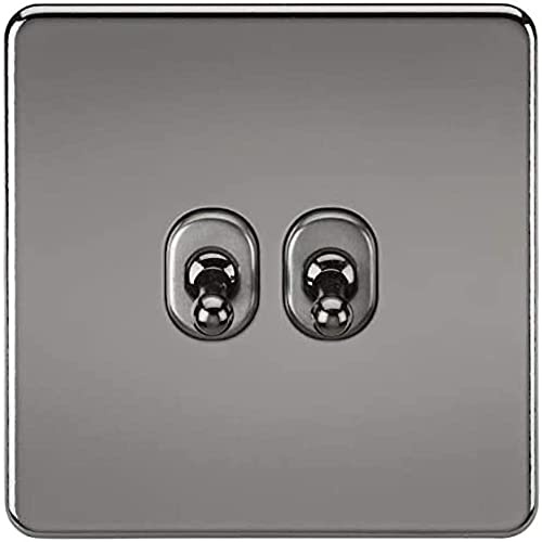 Knightsbridge Screwless 10A 2G 2-Way Toggle Switch - Black Nickel