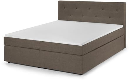 Traumnacht Boxspringbett, mit 7-Zonen Tonnentaschenfederkernmatratzen (H3) und Komfortschaumtopper, leichter Aufbau, produziert nach deutschem Qualitätsstandard, 180 x 200 cm in hellbraun