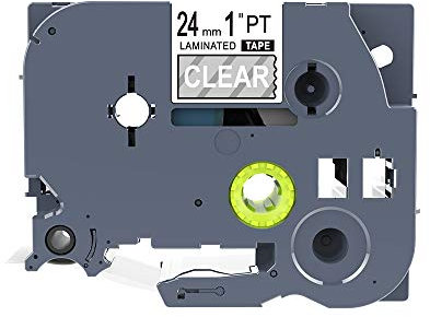 IDIK 1PK Weiß auf Klar Standard Laminiertes Etikettenband Kompatibel für Brother P-Touch TZe-155 TZe155 TZe155(24mm x 8m)