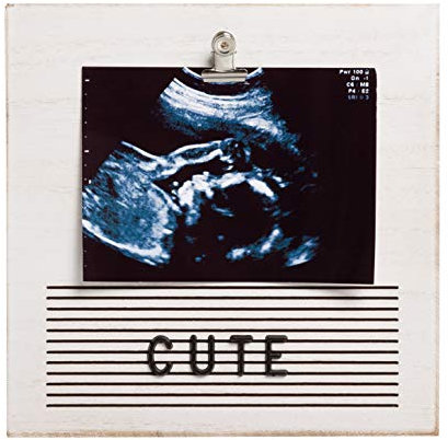Pearhead Wooden Letterboard Baby Keepsake Clip Photo Frame, Includes 180 Letters, Pregnancy Announcement Sign, Baby Reveal Photo Prop, Distressed White